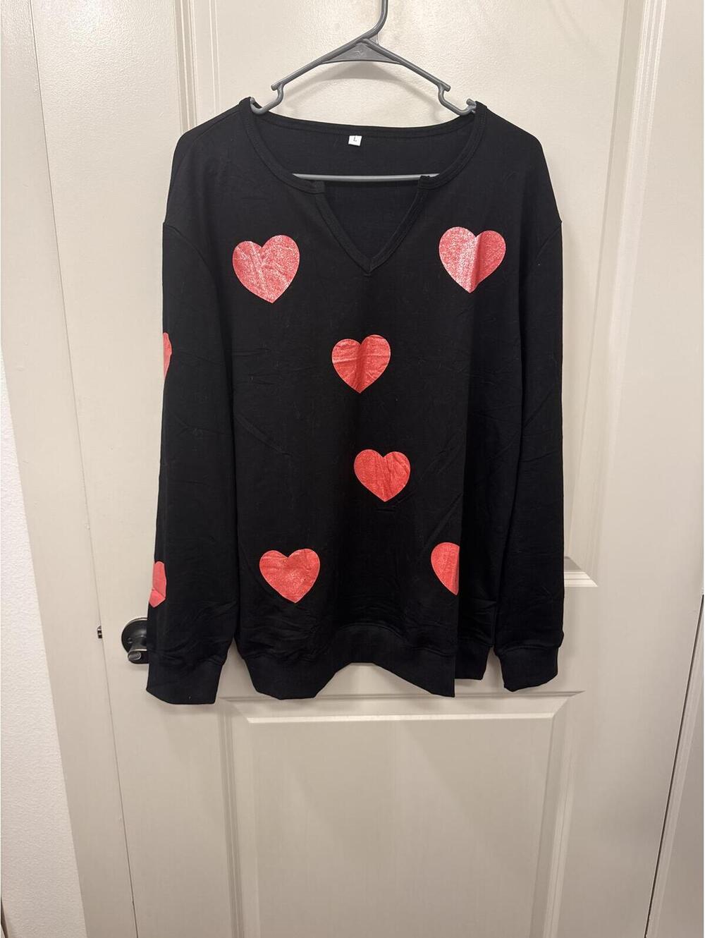 Black Longsleeve with Red Hearts